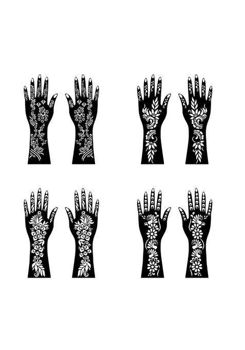 Voorkoms Multicolor Festival Mehndi Stencil Sticker Kit for Women and Girls with Flowers Patterns