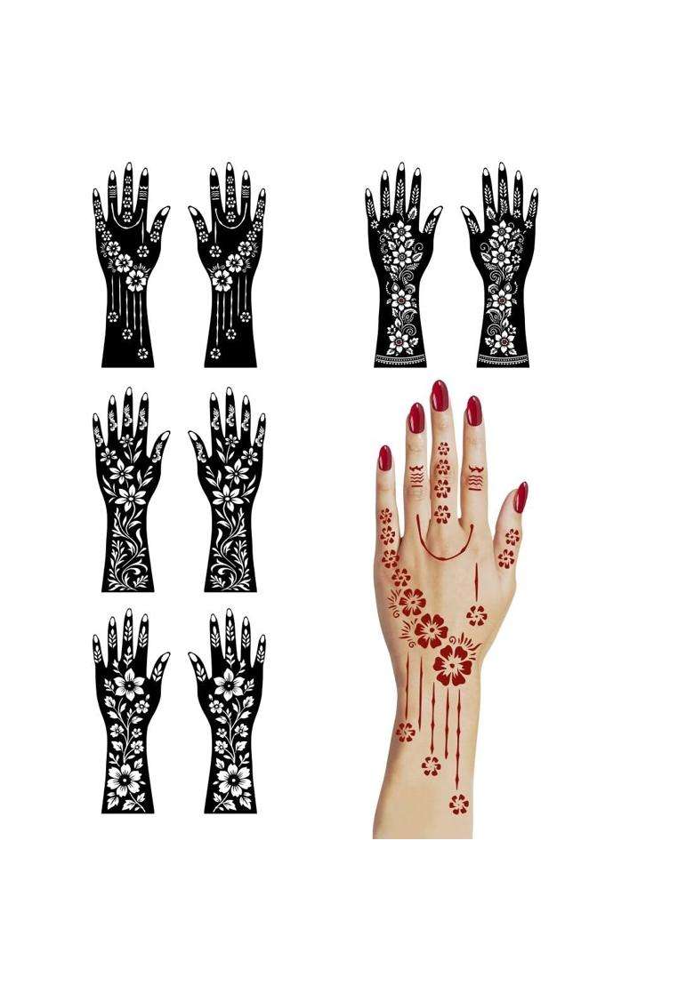 Voorkoms Multicolor Trendy Mehndi Stencil Sticker Kit for Women and Girls Henna Designs - Indya