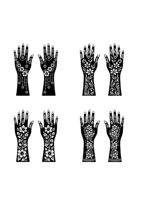 Voorkoms Multicolor Trendy Mehndi Stencil Sticker Kit for Women and Girls Henna Designs