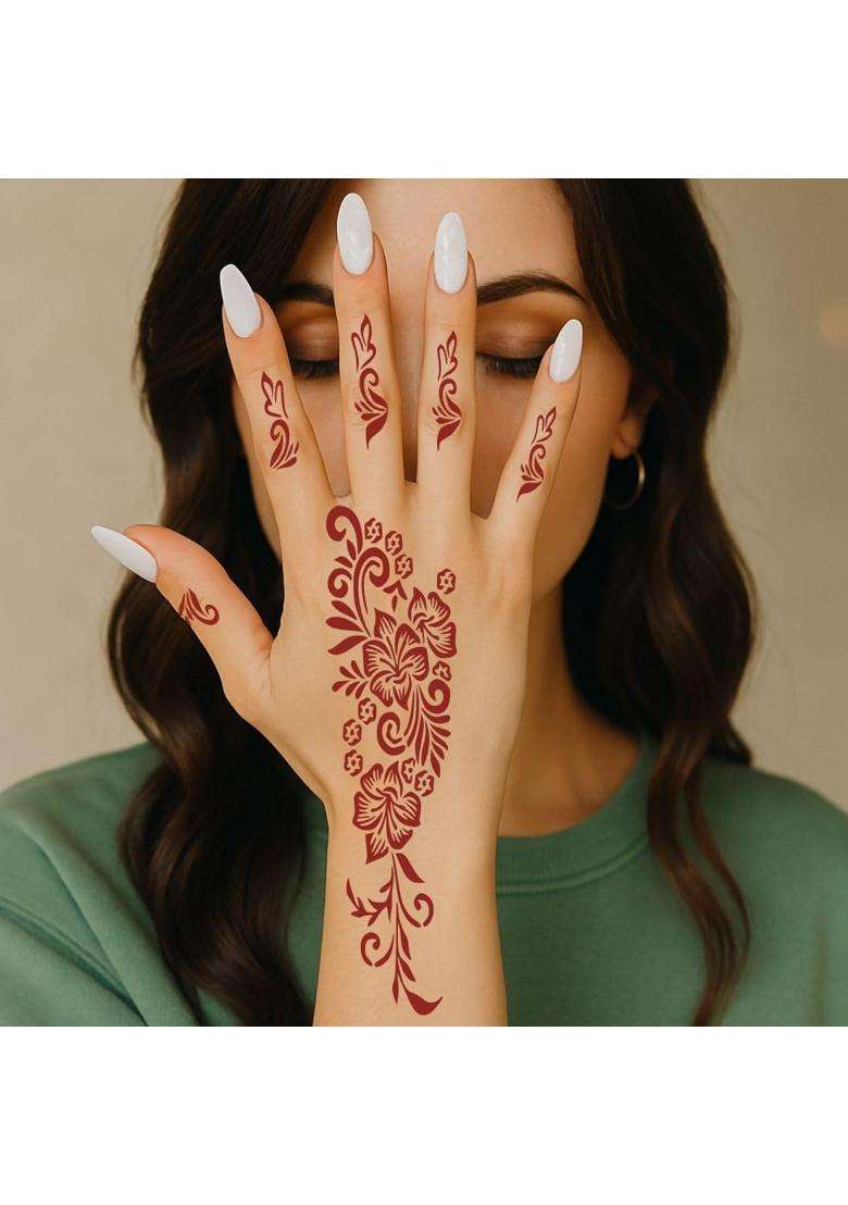 Ordershock Multicolor Combo Mehndi Stencil Sticker Kit for Beginners and Experienced Artists - Indya