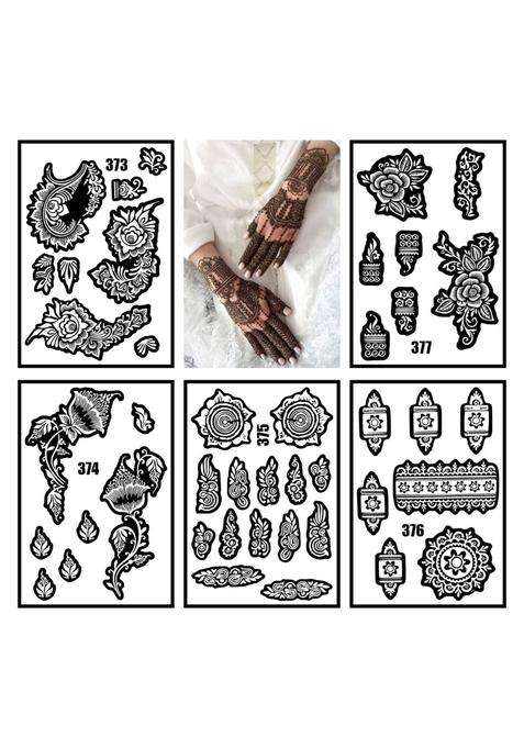 Voorkoms Multicolor Multi Design Combo Mehndi Stencil Sticker Kit for Personal Henna Hand Projects