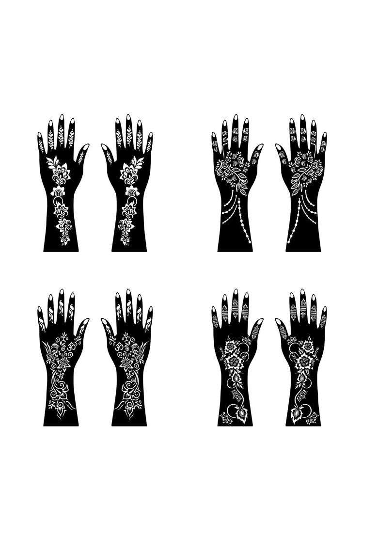 Ordershock Multicolor Elegant Combo Mehndi Stencil Sticker Kit for Quick Application Designs - Indya