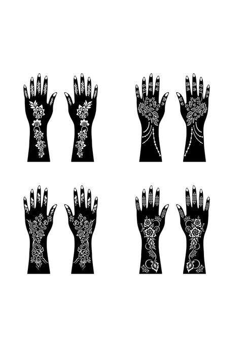 Ordershock Multicolor Elegant Combo Mehndi Stencil Sticker Kit for Quick Application Designs