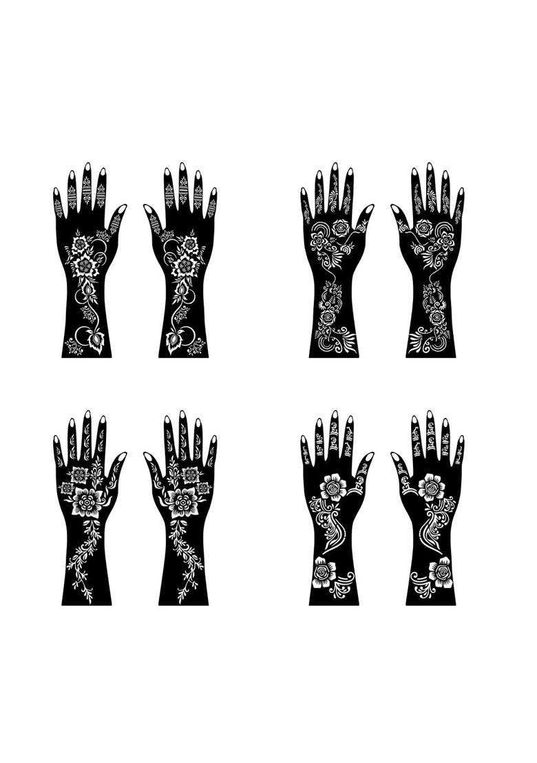 Ordershock Multicolor Elegant Combo Mehndi Stencil Sticker Kit for Hand and Arms for Girls and Womens - Indya