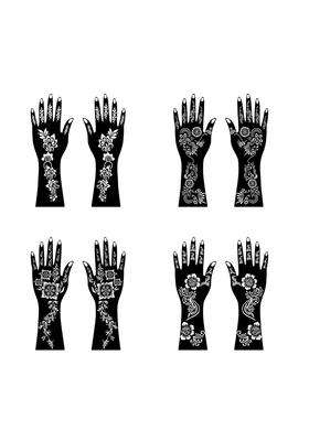 Ordershock Multicolor Complete Combo Mehndi Stencil Sticker Kit with Professional Templates