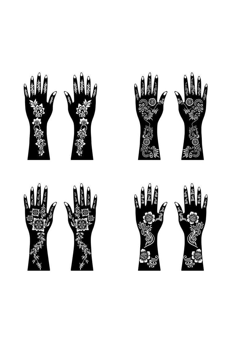 Ordershock Multicolor Complete Combo Mehndi Stencil Sticker Kit with Professional Templates - Indya
