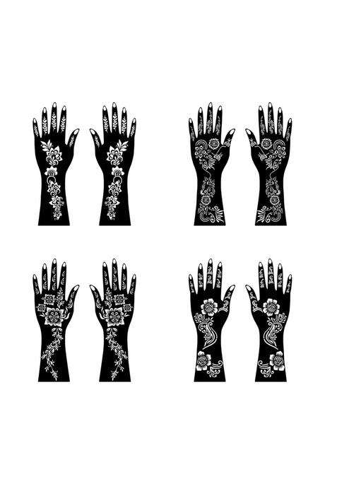 Ordershock Multicolor Complete Combo Mehndi Stencil Sticker Kit with Professional Templates