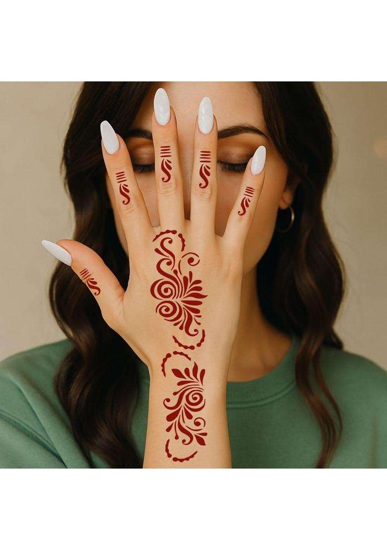 Ordershock Elegant Combo Mehndi Stencil Sticker Kit with Easy Finger Application - Indya