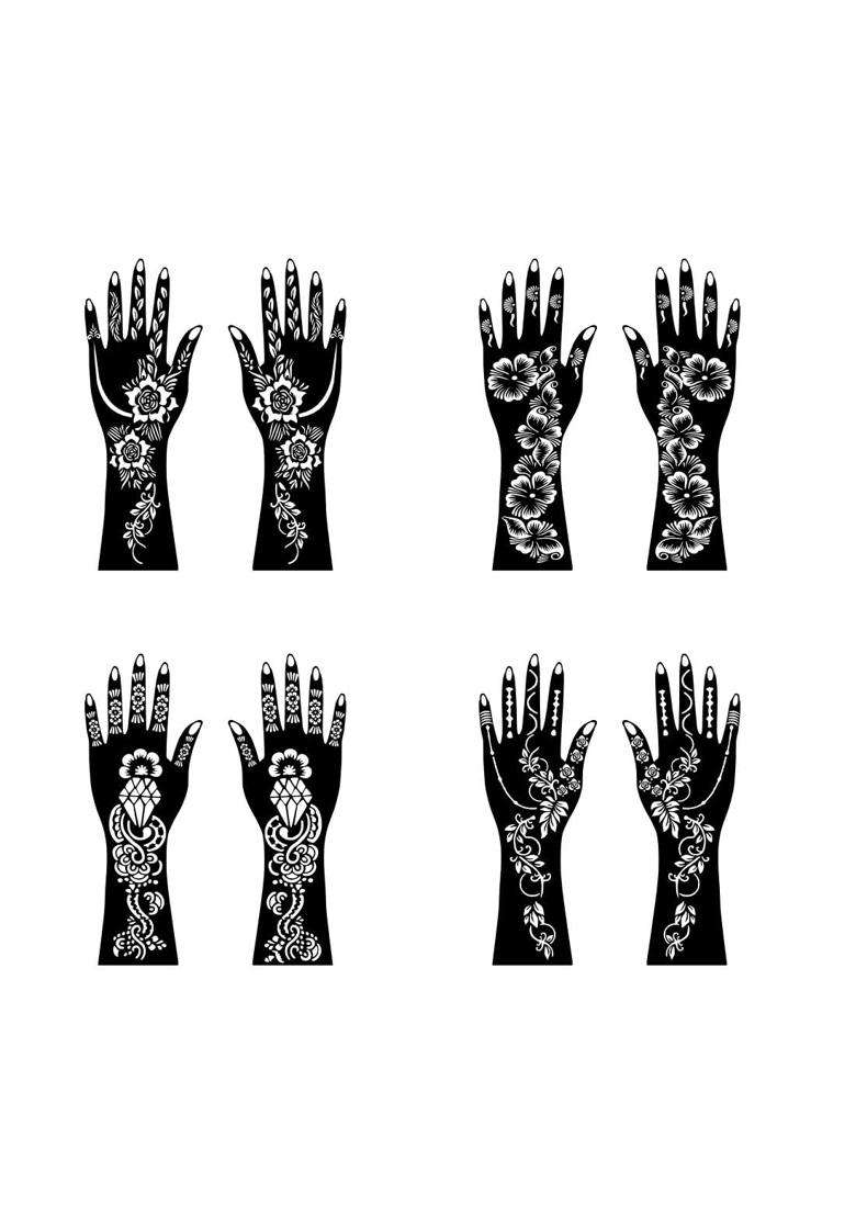 Ordershock Multicolor Full Combo Mehndi Stencil Sticker Kit with Modern Floral Templates - Indya