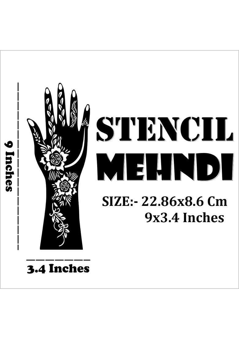 Ordershock Multicolor Full Combo Mehndi Stencil Sticker Kit with Modern Floral Templates - Indya