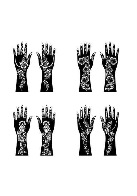 Ordershock Multicolor Full Combo Mehndi Stencil Sticker Kit with Modern Floral Templates