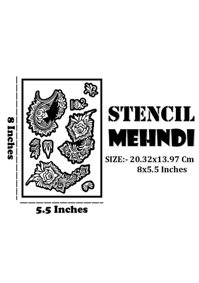 Ordershock Multicolor Multi Design Combo Mehndi Stencil Sticker Kit for Personal Henna Hand Projects - Indya