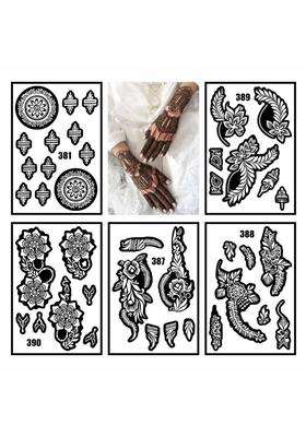 Voorkoms Multicolor Quick Use Combo Mehndi Stencil Sticker Kit for Beautiful Hands