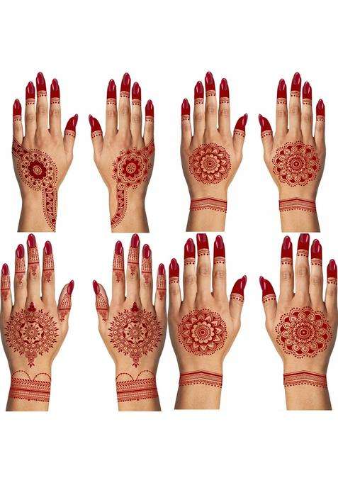 Multicolor Ethereal Mandala Henna Temporary Tattoo Combo Intricate and Versatile Body Art for Woman Pack of 4