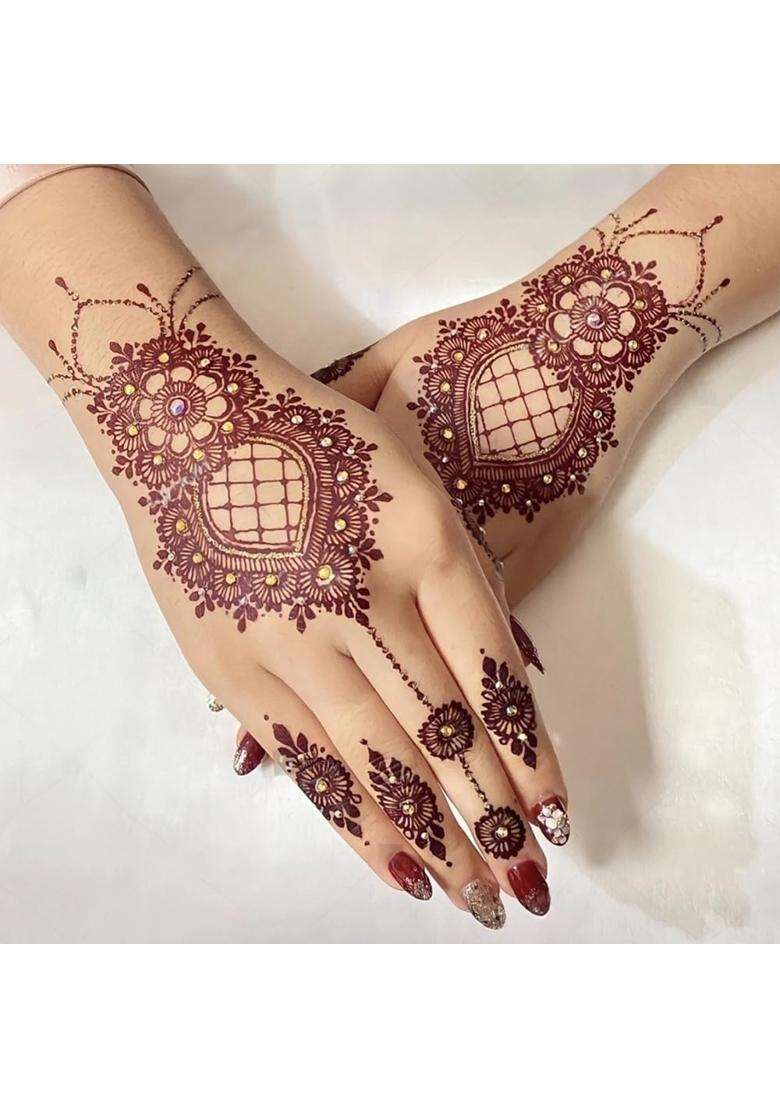 Mzstgh Henna Tattoo Stencils Kit 18 Self Adhesive Sheets Mehndi Indian Hand Designs Traditional Body Art - Indya
