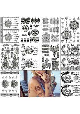 Tatmods Multicolor 10 Pcs Henna Tattoo Kit Temporary Tattoo Adul Stickers Lace Pattern Fakewaterproof Henna