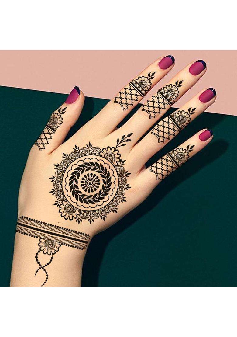Tatmods Multicolor 10 Pcs Henna Tattoo Kit Temporary Tattoo Adul Stickers Lace Pattern Fakewaterproof Henna - Indya