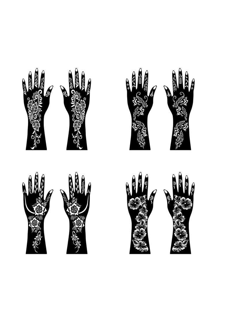 Voorkoms Reusable Mehndi Stencil Sticker Kit for Girls and Women Multiple Desinges - Indya