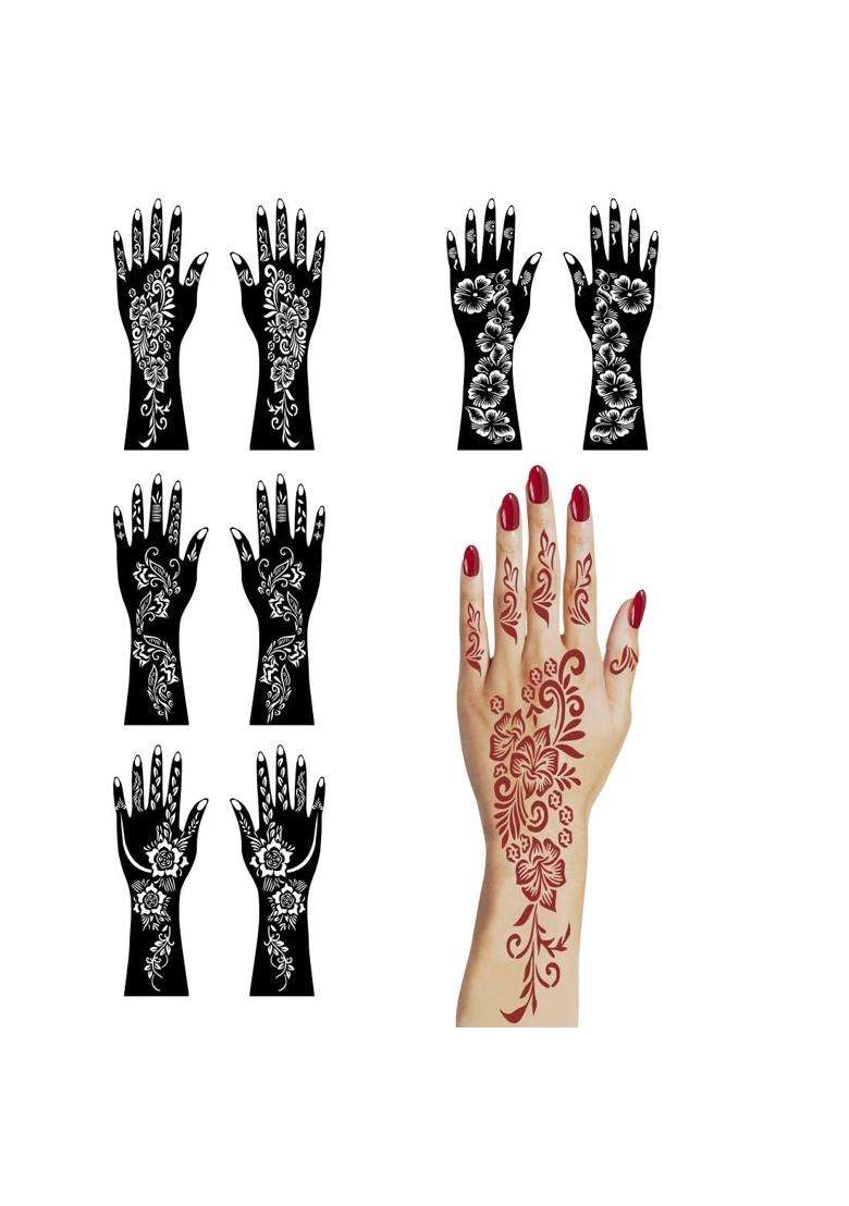 Voorkoms Reusable Mehndi Stencil Sticker Kit for Girls and Women Multiple Desinges - Indya