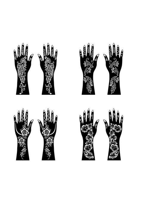 Voorkoms Reusable Mehndi Stencil Sticker Kit for Girls and Women Multiple Desinges