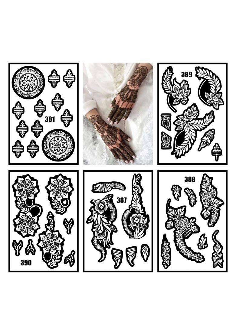 Ordershock Multicolor Quick Use Combo Mehndi Stencil Sticker Kit for Beautiful Hands - Indya