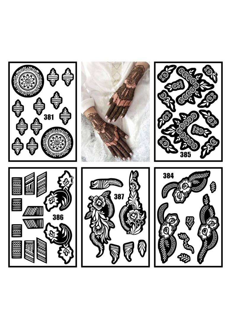 Vanvati Elegant Combo Mehndi Stencil Sticker Kit for Modern and Traditional Looks - Indya