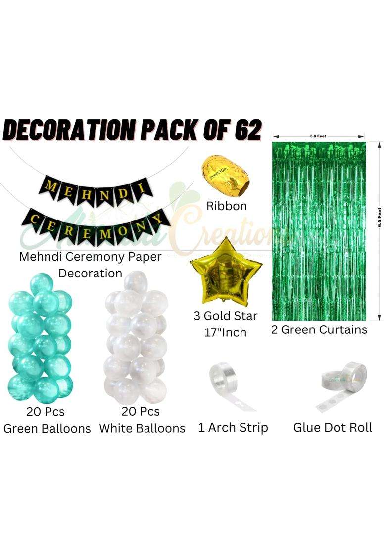 Almoda Creations Multicolor Mehndi Ceremony Decoration Paper Bunting Combo for Bride Groom - Indya