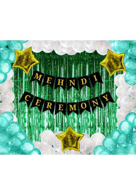 Almoda Creations Multicolor Mehndi Ceremony Decoration Paper Bunting Combo for Bride Groom