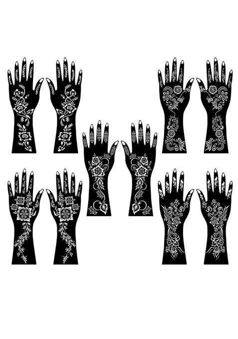 Temporary Tattoowala Beautiful Floral and Traditional Combo Mehndi Stencil Sticker Kit for All Festival