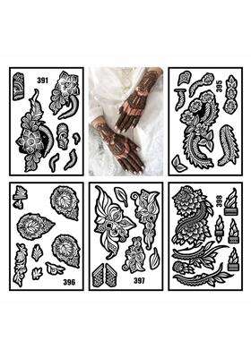 Vanvati Attractive Combo Mehndi Stencil Sticker Kit for Festivals and Weddings