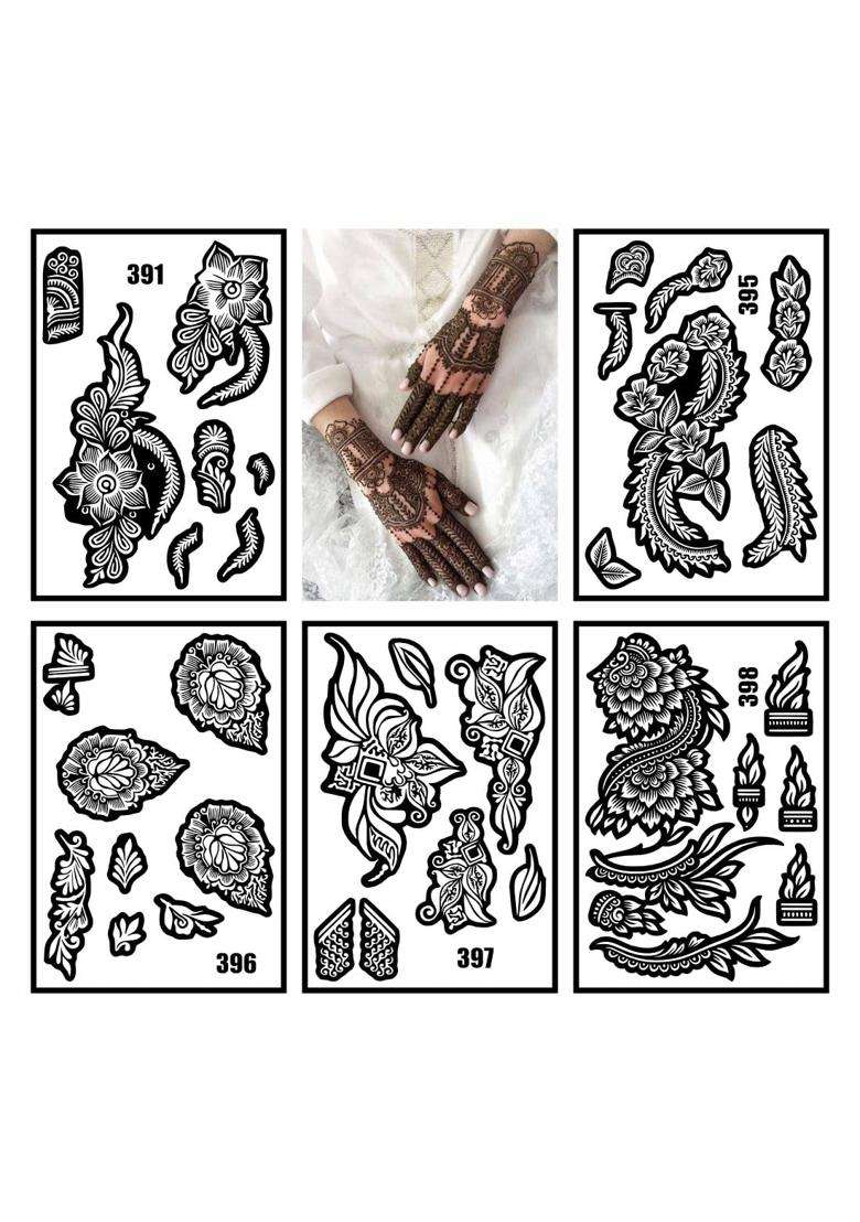 Vanvati Attractive Combo Mehndi Stencil Sticker Kit for Festivals and Weddings - Indya