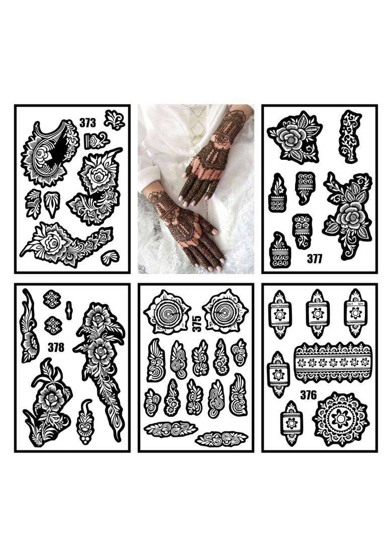 Vanvati Complete Combo Mehndi Stencil Sticker Kit with Artistic Floral Designs - Indya