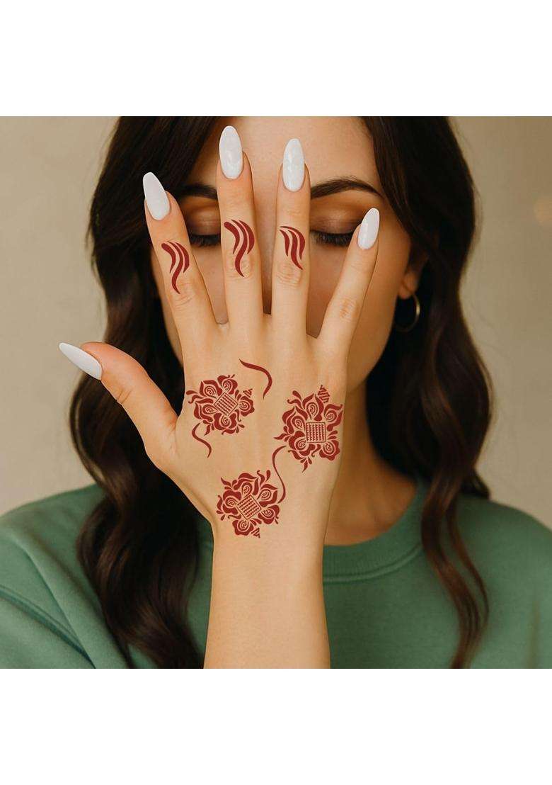 Vanvati Attractive Combo Mehndi Stencil Sticker Kit for Stylish Hand Creations - Indya