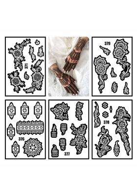 Vanvati Elegant Combo Mehndi Stencil Sticker Kit with Detailed Floral Elements