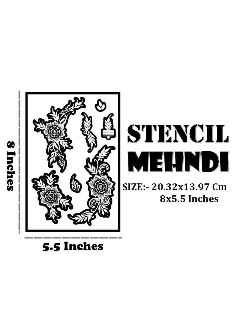 Vanvati Elegant Combo Mehndi Stencil Sticker Kit with Detailed Floral Elements - Indya