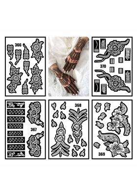 Vanvati Full Combo Mehndi Stencil Sticker Kit with Leaf and Floral Details