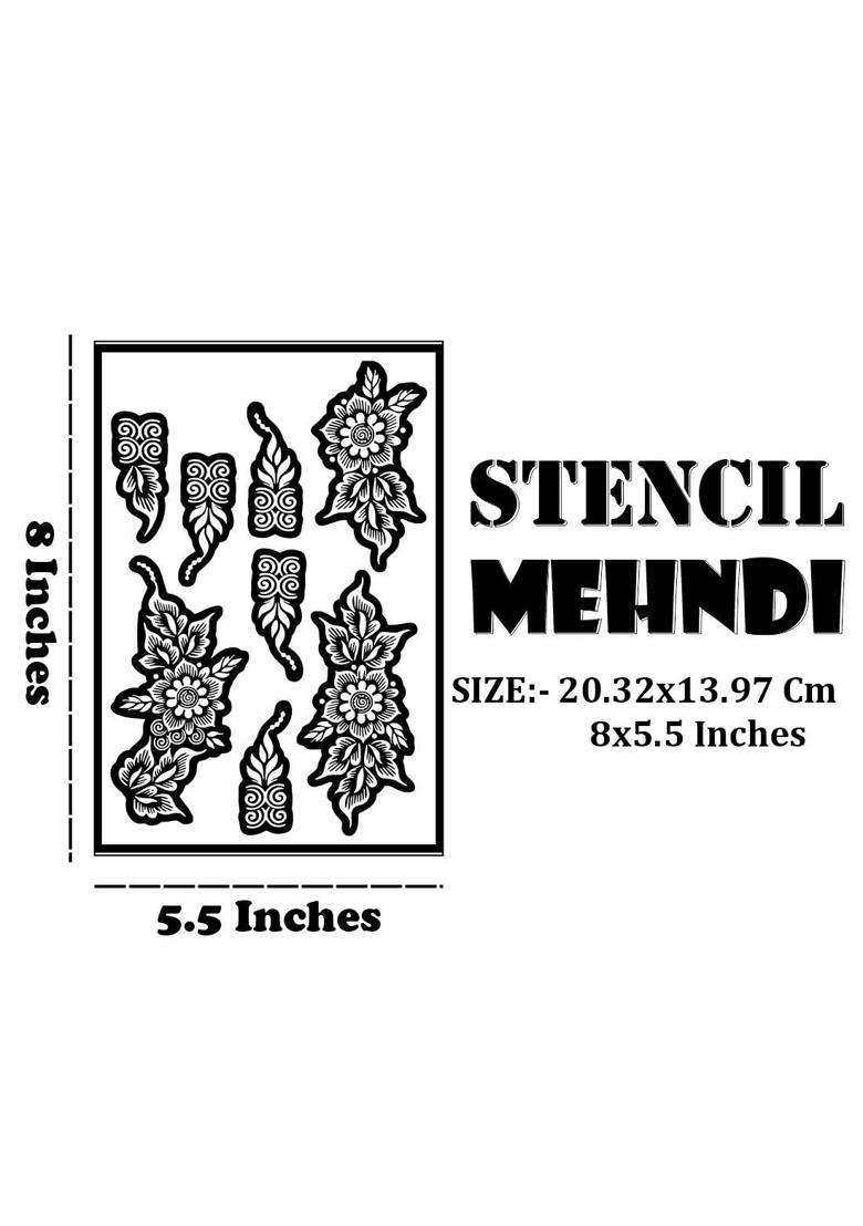 Vanvati Full Combo Mehndi Stencil Sticker Kit with Leaf and Floral Details - Indya