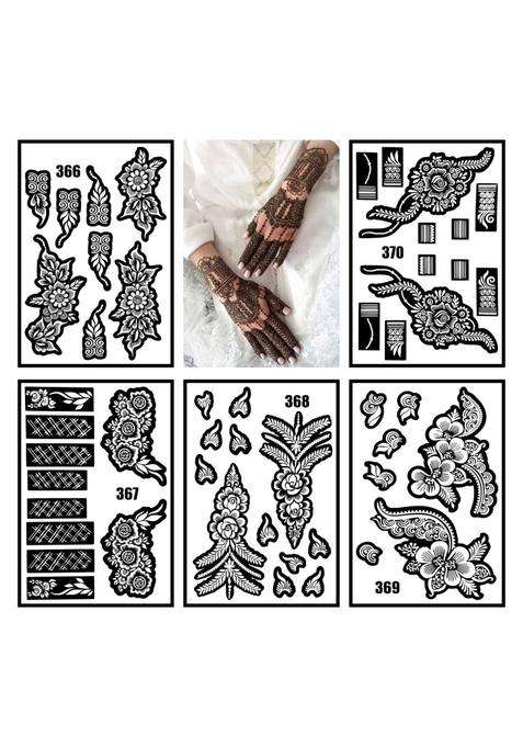 Vanvati Full Combo Mehndi Stencil Sticker Kit with Leaf and Floral Details