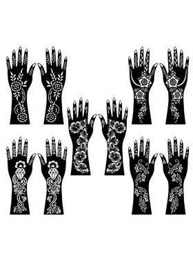 Vanvati Combo Mehndi Stencil Sticker Kit for Both Hands Finger and Palm Patterns