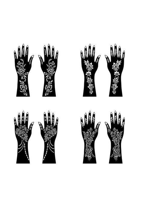 Ordershock Multicolor Complete Combo Mehndi Stencil Sticker Collection with Artistic Lines