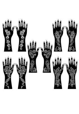 Vanvati Full Design Combo Mehndi Stencil Sticker Kit with Wrist Palm and Finger