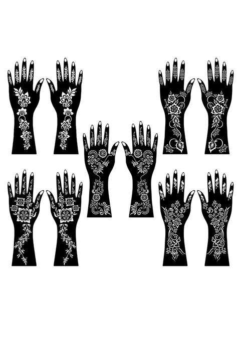 Vanvati Full Design Combo Mehndi Stencil Sticker Kit with Wrist Palm and Finger
