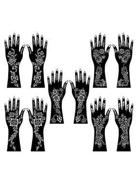 Vanvati Beautiful Floral and Traditional Combo Mehndi Stencil Sticker Kit for All Festival and Events