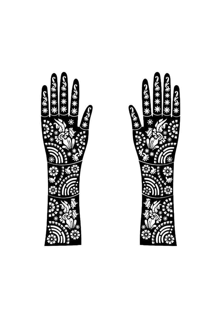Eesha Eternal Mehndi Stencils for Full Hands Easy to Use Henna Stickers - Indya