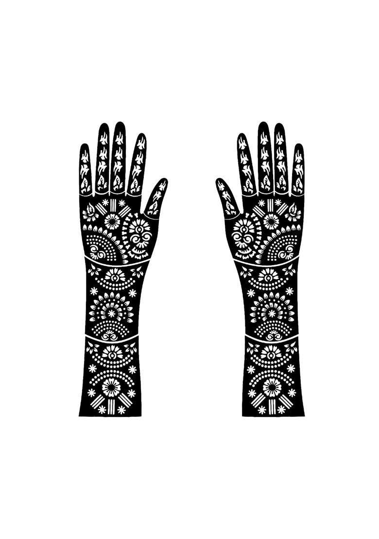 Eesha Eternal Mehndi Stencils for Full Hands Easy to Use Henna Stickers - Indya