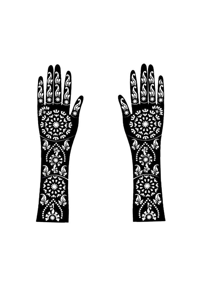Eesha Eternal Mehndi Stencils for Full Hands Easy to Use Henna Stickers - Indya