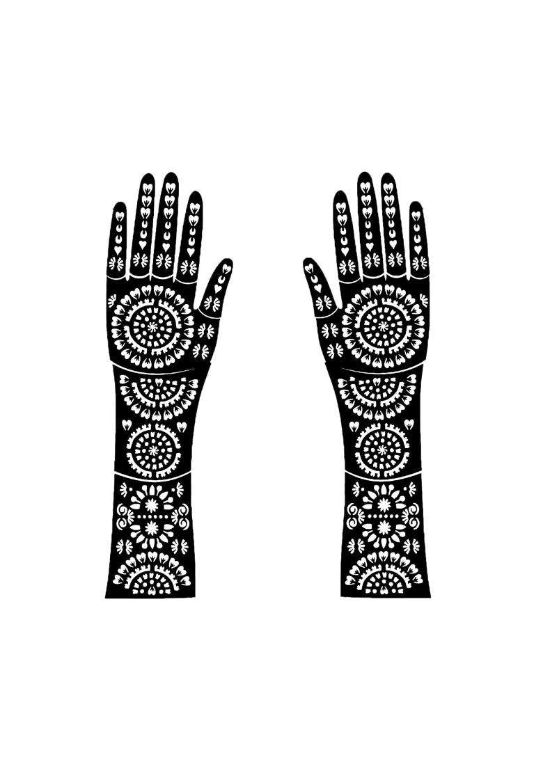 Eesha Eternal Mehndi Stencils for Full Hands Easy to Use Henna Stickers - Indya