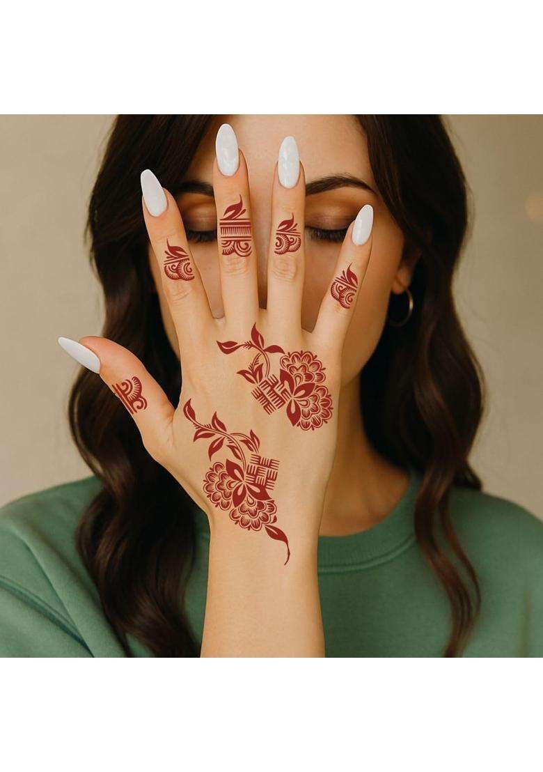 Vanvati Full Combo Mehndi Stencil Sticker Kit for Engagements and Festive Events - Indya
