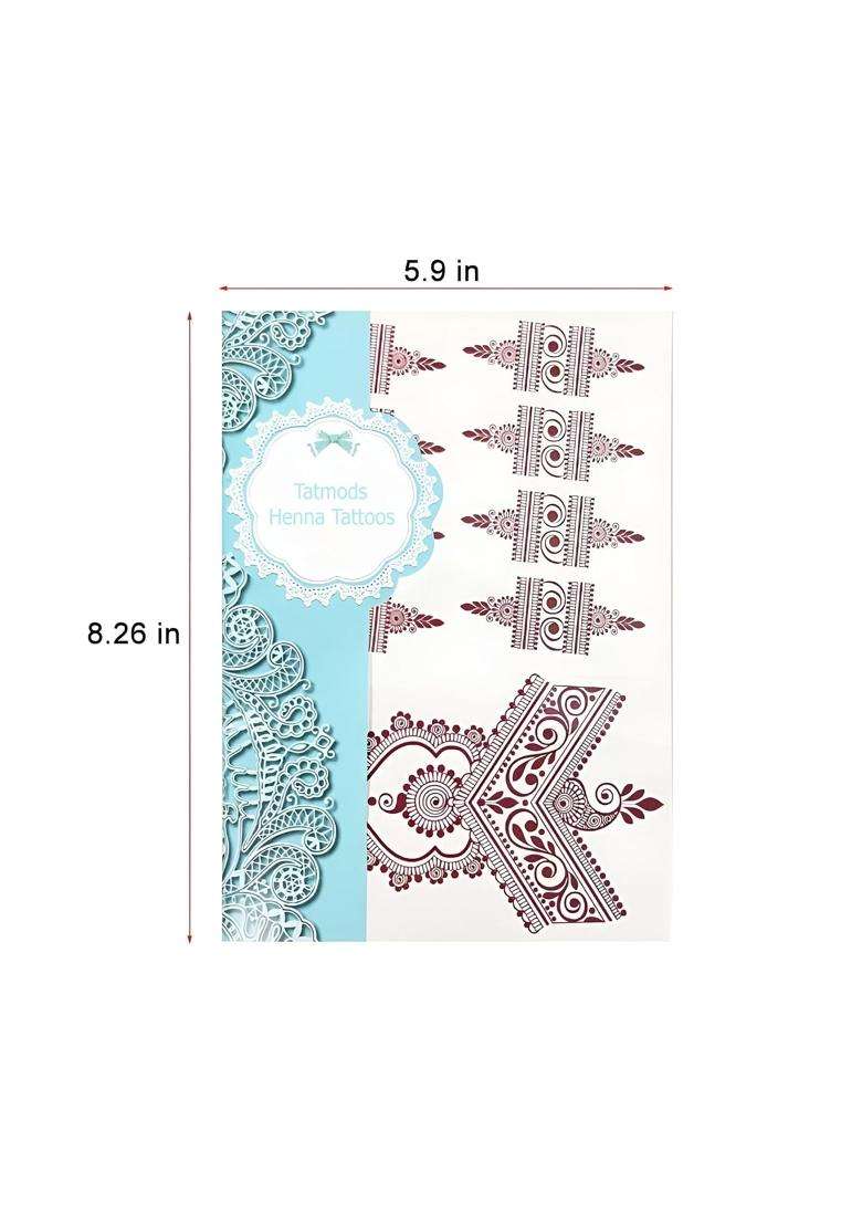 Tatmods Multicolor 10 Pcs Henna Tattoo Kit Temporary Tattoo Adul Stickers Lace Pattern Fake Tattoos Henna - Indya