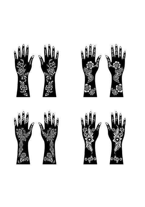 Ordershock Multicolor Full Combo Mehndi Stencil Sticker Pack with Palm and Finger Patterns